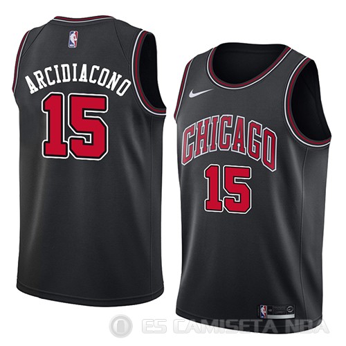 Camiseta Ryan Arcidiacono #15 Chicago Bulls Statement 2018 Negro Rojo - Haga un click en la imagen para cerrar